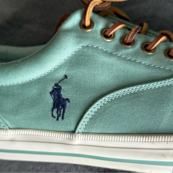 Polo Ralph Lauren Vaughn Canvas Seafoam Green Shoes sneakers Mens 9D Blue Pony - Picture 8 of 12